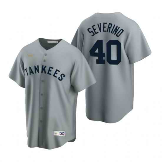 Mens Nike New York Yankees 40 Luis Severino Gray Cooperstown Collection Road Stitched Baseball Jersey
